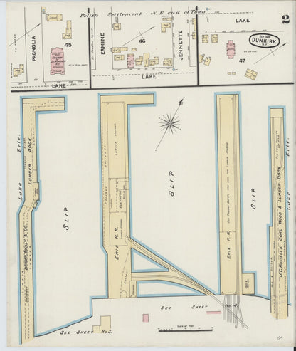 Sanborn Fire Insurance Map from Dunkirk, Chautauqua County, New York (1888), Sheet #0002 - Complete Map Set gallery image, historic Sanborn map, vintage wall art, New York New York