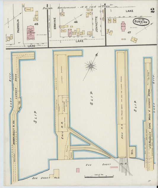 Sanborn Fire Insurance Map from Dunkirk, Chautauqua County, New York (1888), Sheet #0002 - Complete Map Set gallery image, historic Sanborn map, vintage wall art, New York New York