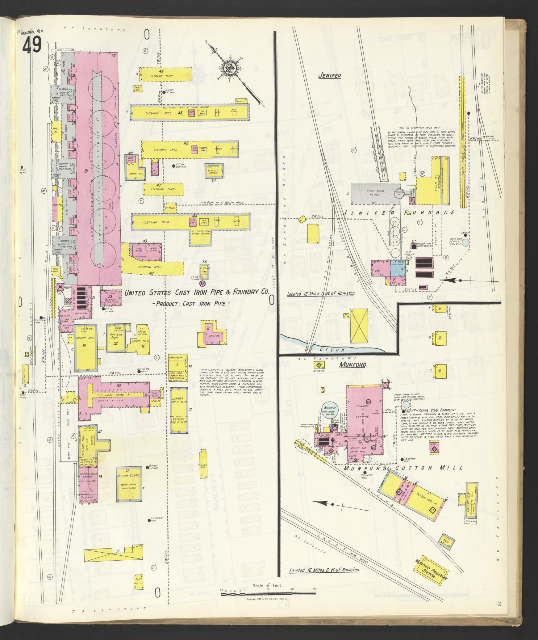 Sanborn Fire Insurance Map from Anniston, Calhoun County, Alabama (1925), Sheet #0049 - Complete Map Set gallery image, historic Sanborn map, vintage wall art, Alabama Alabama