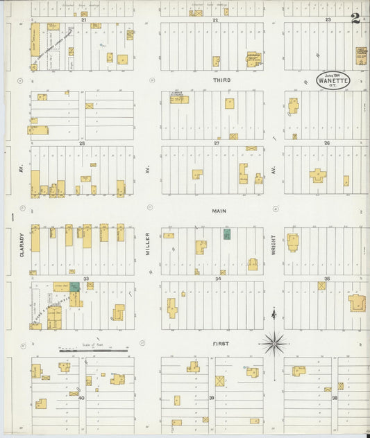 Sanborn Fire Insurance Map from Wanette, Pottawatomie County, Oklahoma (1904), Sheet #0002 - Historic Sanborn Fire Insurance Map Print, vintage old map wall art, antique decor, genealogy gift, Oklahoma Oklahoma map