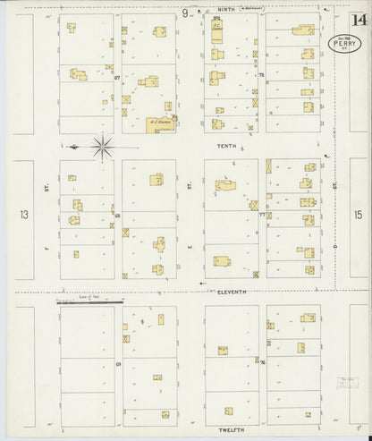 Sanborn Fire Insurance Map from Perry, Noble County, Oklahoma (1898), Sheet #0014 - Complete Map Set gallery image, historic Sanborn map, vintage wall art, Oklahoma Oklahoma