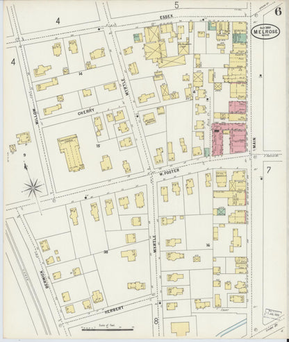 Sanborn Fire Insurance Map from Melrose, Middlesex County, Massachusetts (1897), Sheet #0006 - Complete Map Set gallery image, historic Sanborn map, vintage wall art, Massachusetts Massachusetts