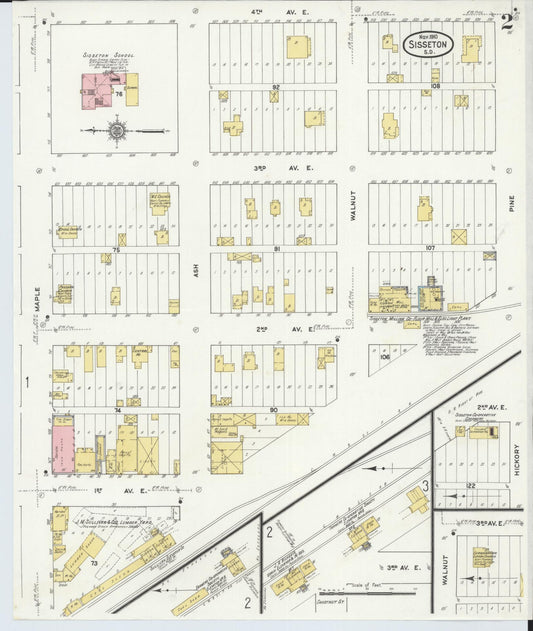 Sanborn Fire Insurance Map from Sisseton, Roberts County, South Dakota (1910), Sheet #0002 - Historic Sanborn Fire Insurance Map Print, vintage old map wall art, antique decor, genealogy gift, South Dakota South Dakota map