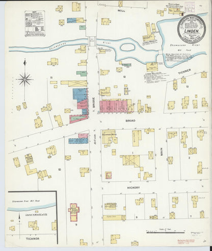 Sanborn Fire Insurance Map from Linden, Genesee County, Michigan (1908), Sheet #0001 - Historic Sanborn Fire Insurance Map Print, vintage old map wall art, antique decor, genealogy gift, Michigan Michigan map