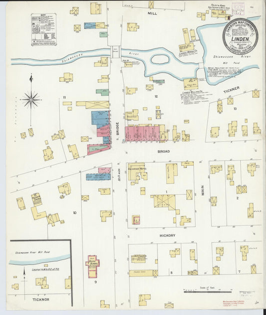 Sanborn Fire Insurance Map from Linden, Genesee County, Michigan (1908), Sheet #0001 - Historic Sanborn Fire Insurance Map Print, vintage old map wall art, antique decor, genealogy gift, Michigan Michigan map
