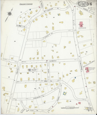 Sanborn Fire Insurance Map from Lexington, Middlesex County, Massachusetts (1918), Sheet #0006 - Historic Sanborn Fire Insurance Map Print, vintage old map wall art, antique decor, genealogy gift, Massachusetts Massachusetts map