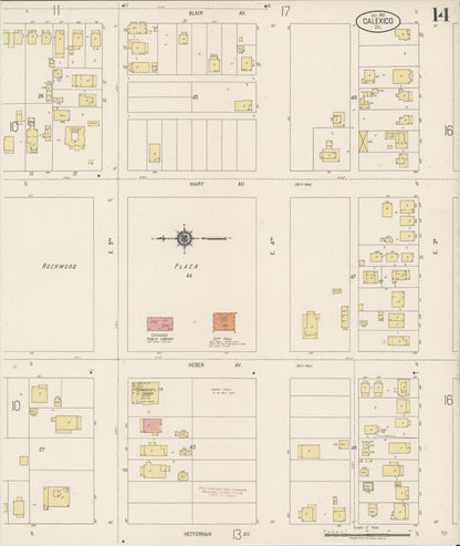 Sanborn Fire Insurance Map from Calexico, Imperial County, California (1920), Sheet #0014 - Historic Sanborn Fire Insurance Map Print, vintage old map wall art, antique decor, genealogy gift, California California map