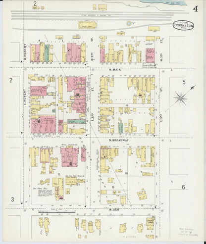 Sanborn Fire Insurance Map from Crookston, Polk County, Minnesota (1896), Sheet #0004 - Historic Sanborn Fire Insurance Map Print, vintage old map wall art, antique decor, genealogy gift, Minnesota Minnesota map