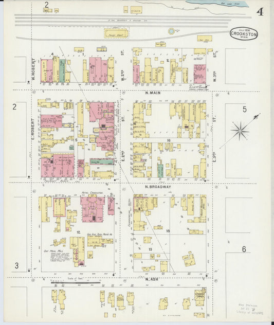 Sanborn Fire Insurance Map from Crookston, Polk County, Minnesota (1896), Sheet #0004 - Historic Sanborn Fire Insurance Map Print, vintage old map wall art, antique decor, genealogy gift, Minnesota Minnesota map