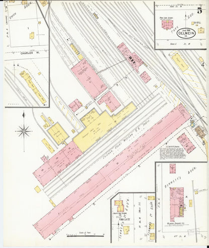 Sanborn Fire Insurance Map from Oelwein, Fayette County, Iowa (1906), Sheet #0005 - Historic Sanborn Fire Insurance Map Print, vintage old map wall art