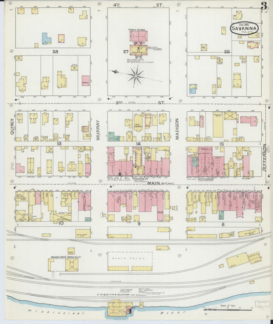 Sanborn Fire Insurance Map from Savanna, Carroll County, Illinois (1892), Sheet #0003 - Historic Sanborn Fire Insurance Map Print, vintage old map wall art, antique decor, genealogy gift, Illinois Illinois map