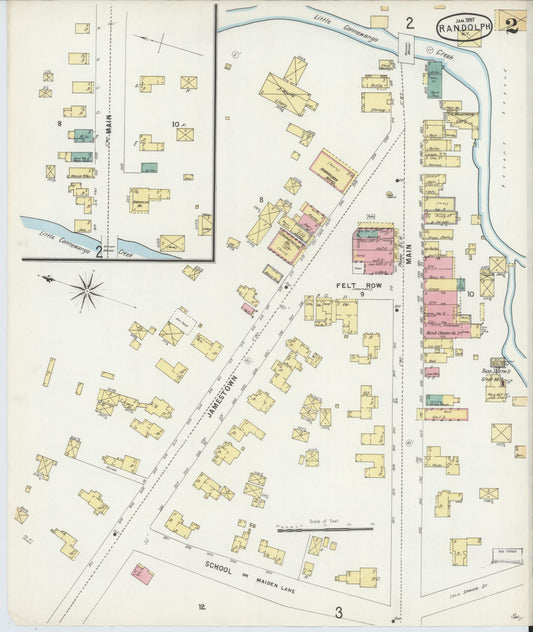 Sanborn Fire Insurance Map from Randolph, Cattaraugus County, New York (1897), Sheet #0002 - Historic Sanborn Fire Insurance Map Print, vintage old map wall art, antique decor, genealogy gift, New York New York map