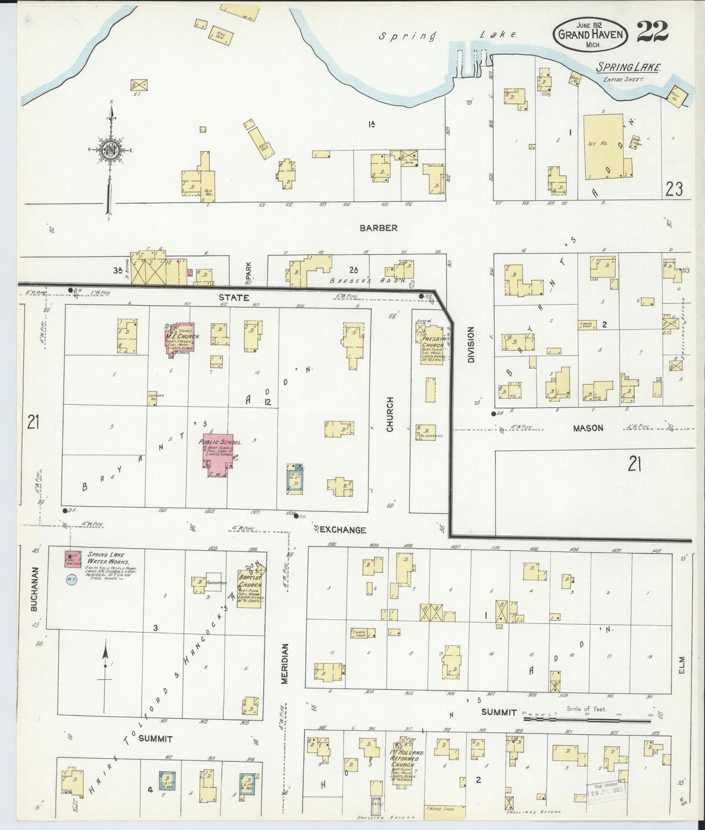 Sanborn Fire Insurance Map from Grand Haven, Ottawa County, Michigan (1912), Sheet #0022 - Complete Map Set gallery image, historic Sanborn map, vintage wall art, Michigan Michigan