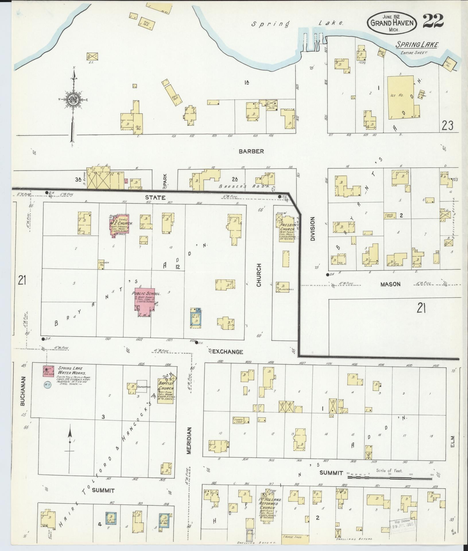 Sanborn Fire Insurance Map from Grand Haven, Ottawa County, Michigan (1912), Sheet #0022 - Complete Map Set gallery image, historic Sanborn map, vintage wall art, Michigan Michigan