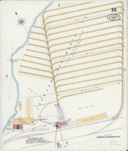 Sanborn Fire Insurance Map from Cloquet, Carlton County, Minnesota (1901), Sheet #0016 - Historic Sanborn Fire Insurance Map Print, vintage old map wall art, antique decor, genealogy gift, Minnesota Minnesota map