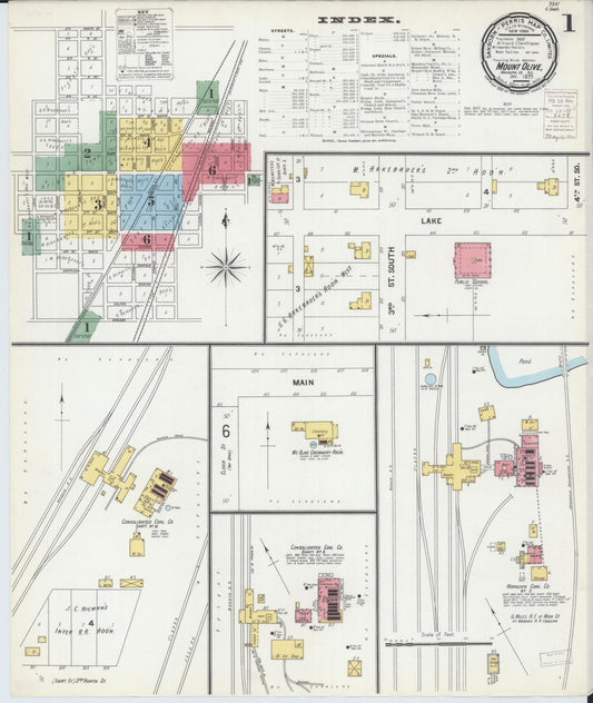 Sanborn Fire Insurance Map from Mount Olive, Macoupin County, Illinois (1899), Sheet #0001 - Complete Map Set gallery image, historic Sanborn map, vintage wall art, Illinois Illinois