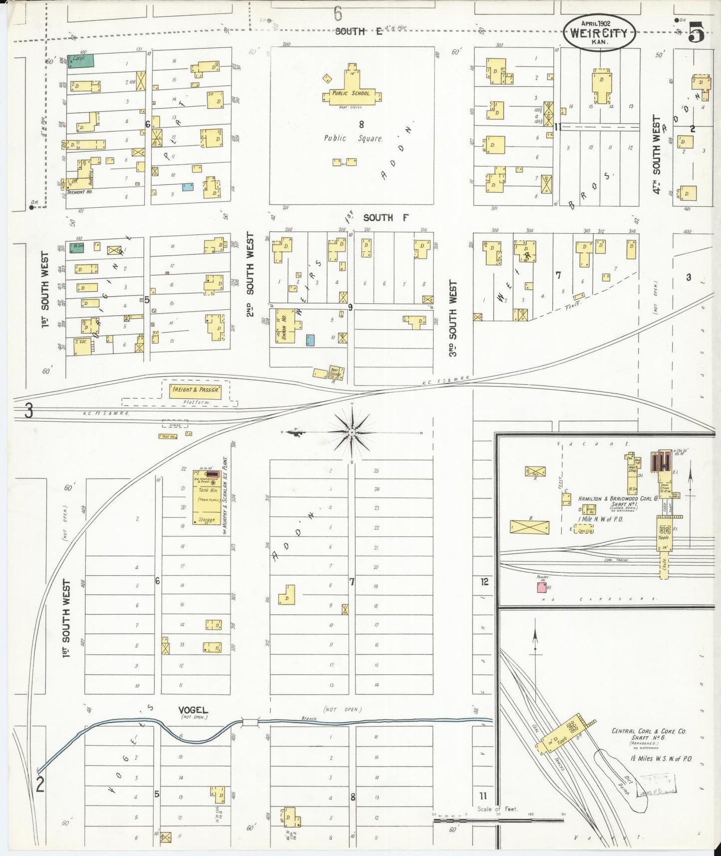 Sanborn Fire Insurance Map from Weir, Cherokee County, Kansas (1902), Sheet #0005 - Historic Sanborn Fire Insurance Map Print, vintage old map wall art, antique decor, genealogy gift, Kansas Kansas map