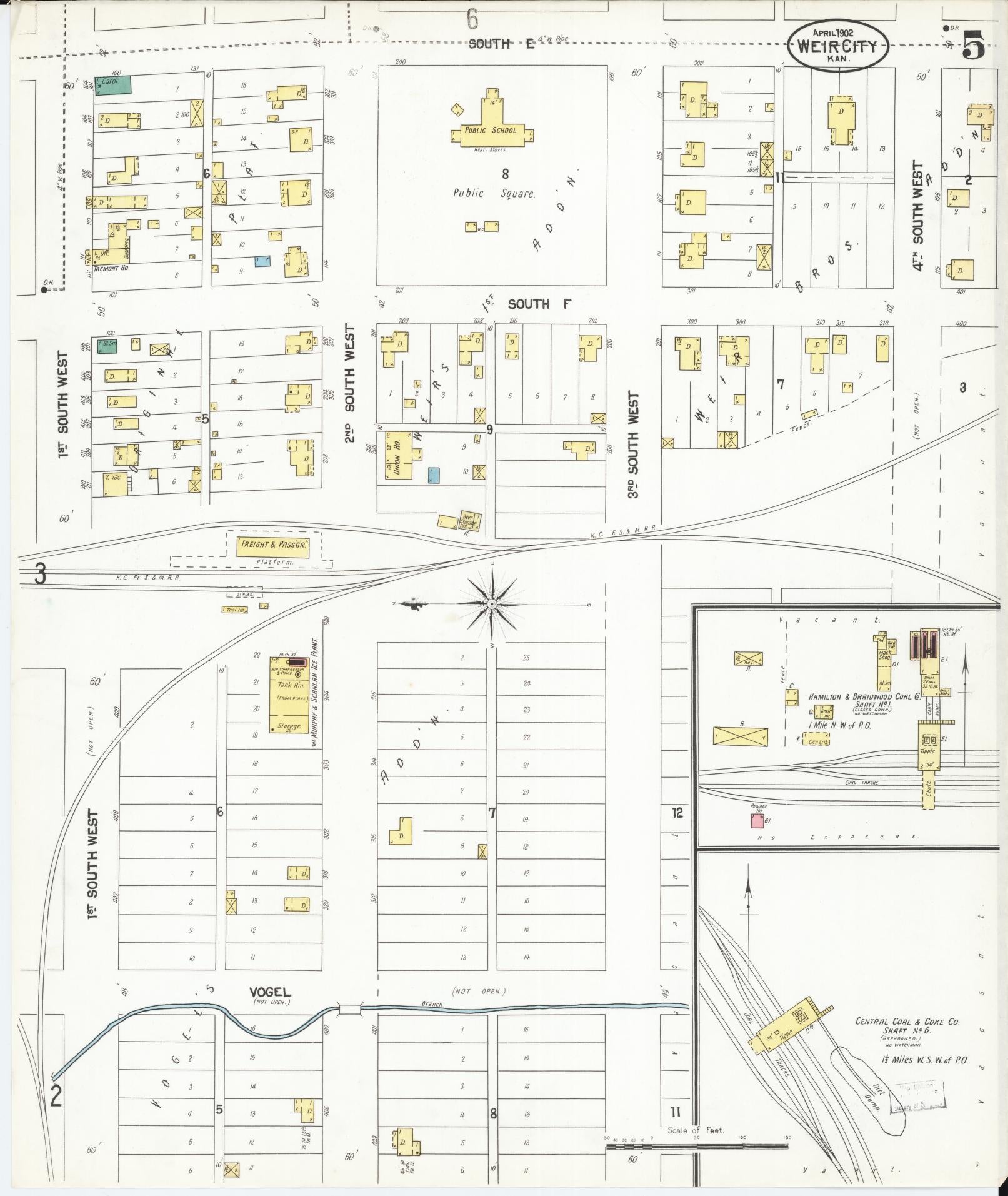 Sanborn Fire Insurance Map from Weir, Cherokee County, Kansas (1902), Sheet #0005 - Historic Sanborn Fire Insurance Map Print, vintage old map wall art, antique decor, genealogy gift, Kansas Kansas map