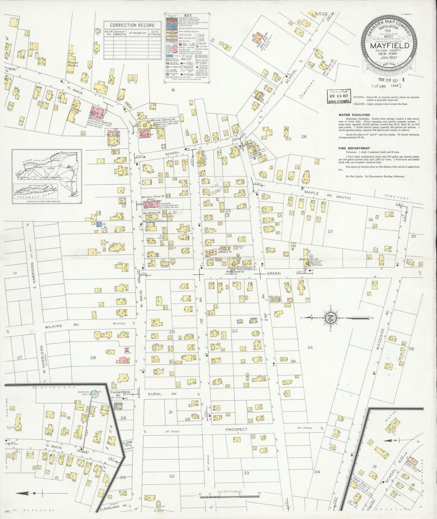 Sanborn Fire Insurance Map from Mayfield, Fulton County, New York. (1937) – Historic Sanborn Fire Insurance Map Print