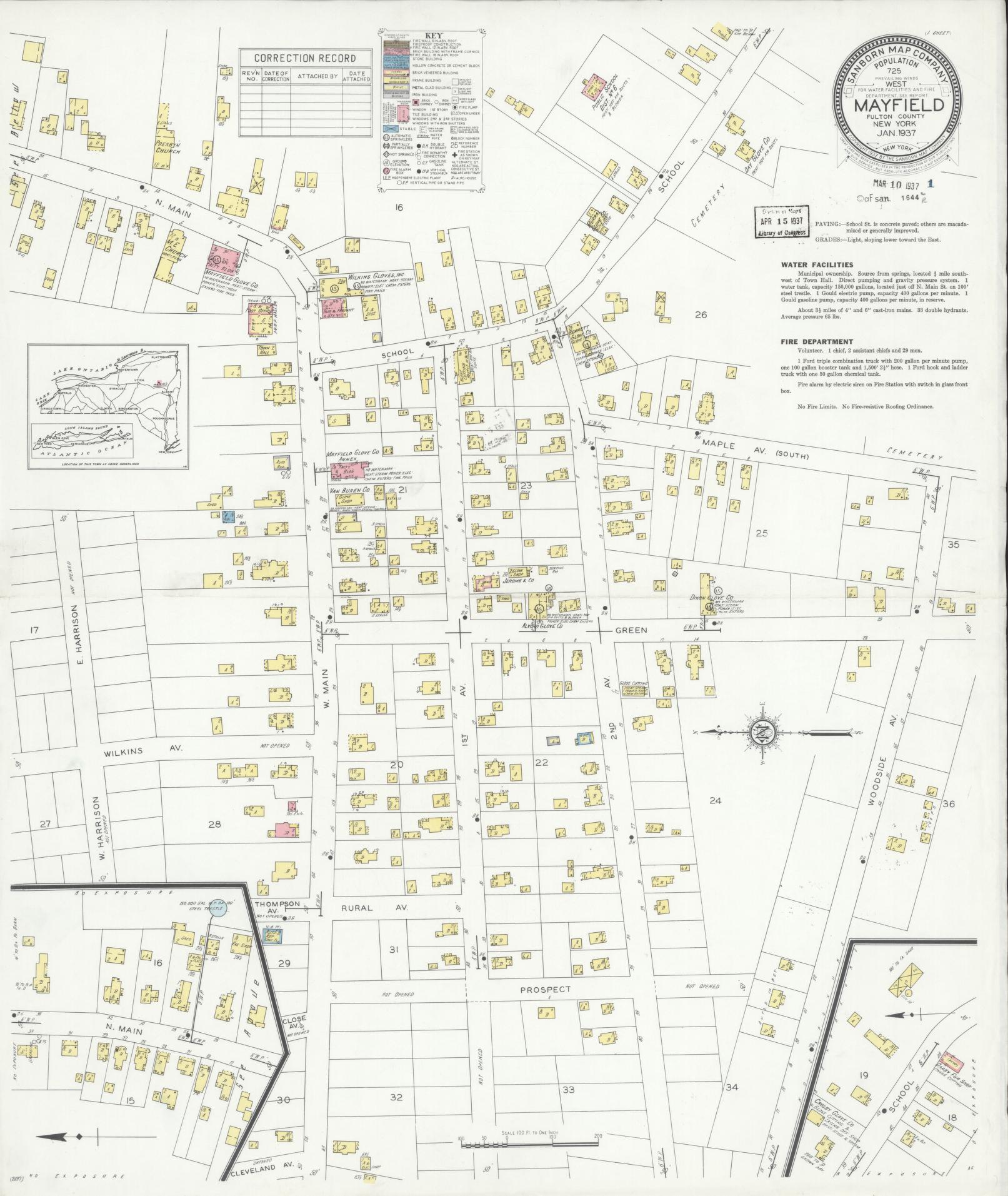 Sanborn Fire Insurance Map from Mayfield, Fulton County, New York. (1937) – Historic Sanborn Fire Insurance Map Print