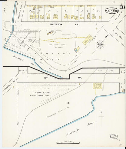Sanborn Fire Insurance Map from Clinton, Clinton County, Iowa (1890), Sheet #0018 - Historic Sanborn Fire Insurance Map Print