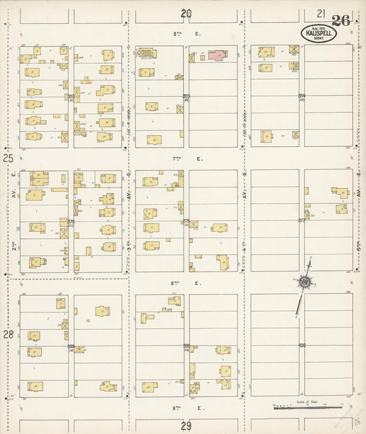 Sanborn Fire Insurance Map from Kalispell, Flathead County, Montana (1910), Sheet #0026 - Historic Sanborn Fire Insurance Map Print, vintage old map wall art, antique decor, genealogy gift, Montana Montana map