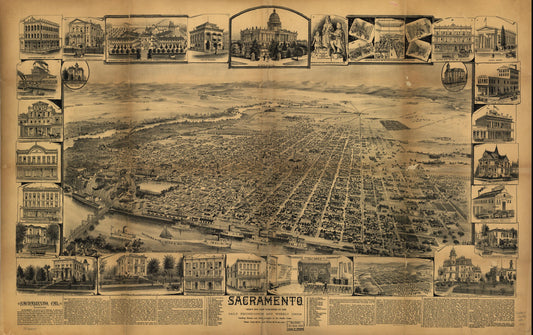 Sacramento. (1890) – Historic Bird’s-Eye View Panorama Print