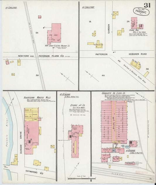 Sanborn Fire Insurance Map from Passaic, Passaic County, New Jersey (1899), Sheet #0031 - Historic Sanborn Fire Insurance Map Print, vintage old map wall art, antique decor, genealogy gift, New Jersey New Jersey map