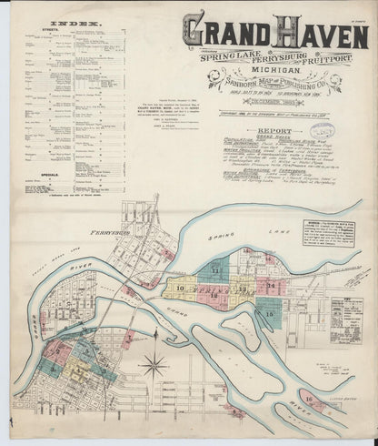 Sanborn Fire Insurance Map from Grand Haven, Ottawa County, Michigan (1883), Sheet #0001 - Complete Map Set gallery image, historic Sanborn map, vintage wall art, Michigan Michigan