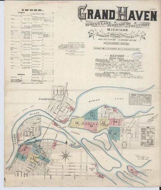 Sanborn Fire Insurance Map from Grand Haven, Ottawa County, Michigan (1883), Sheet #0001 - Complete Map Set gallery image, historic Sanborn map, vintage wall art, Michigan Michigan