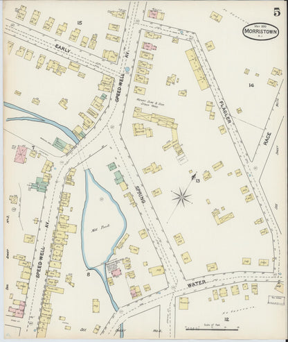Sanborn Fire Insurance Map from Morristown, Morris County, New Jersey (1890), Sheet #0005 - Complete Map Set gallery image, historic Sanborn map, vintage wall art, New Jersey New Jersey