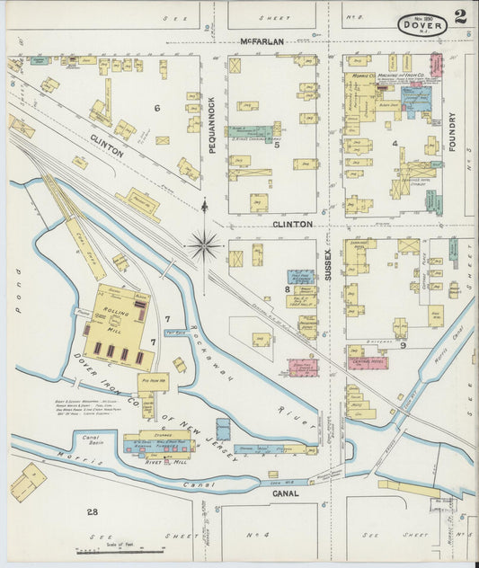 Sanborn Fire Insurance Map from Dover, Morris County, New Jersey (1890), Sheet #0002 - Complete Map Set gallery image, historic Sanborn map, vintage wall art, New Jersey New Jersey