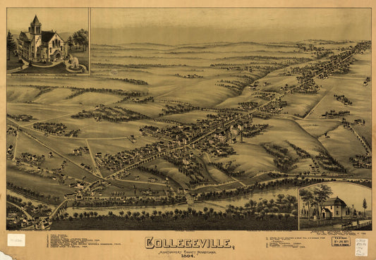 Collegeville, Montgomery County, Pennsylvania 1894 (1894) – Historic Bird’s-Eye View Panorama Print
