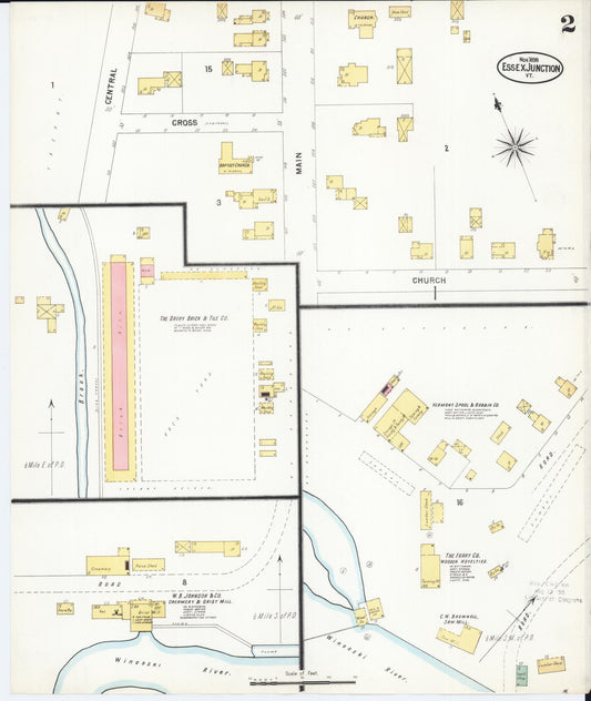 Sanborn Fire Insurance Map from Essex Junction, Chittenden County, Vermont (1899), Sheet #0002 - Historic Sanborn Fire Insurance Map Print, vintage old map wall art, antique decor, genealogy gift, Vermont Vermont map