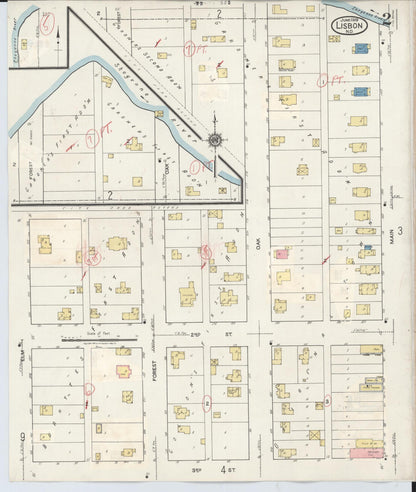 Sanborn Fire Insurance Map from Lisbon, Ransom County, North Dakota (1945), Sheet #0002 - Complete Map Set gallery image, historic Sanborn map, vintage wall art, North Dakota North Dakota