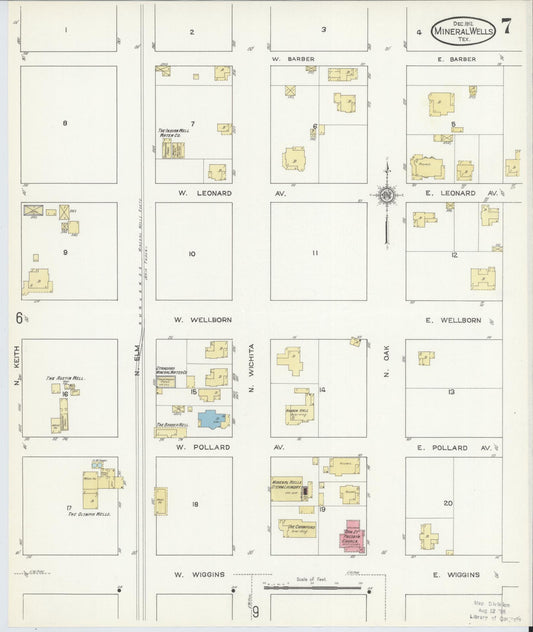Sanborn Fire Insurance Map from Mineral Wells, Palo Pinto County, Texas (1912), Sheet #0007 - Historic Sanborn Fire Insurance Map Print, vintage old map wall art, antique decor, genealogy gift, Texas Texas map