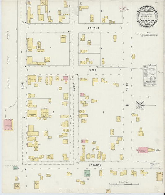Sanborn Fire Insurance Map from Dannemora, Clinton County, New York (1896), Sheet #0001 - Historic Sanborn Fire Insurance Map Print, vintage old map wall art, antique decor, genealogy gift, New York New York map