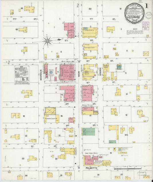 Sanborn Fire Insurance Map from Leesburg, Lake County, Florida. (1901) – Historic Sanborn Fire Insurance Map Print