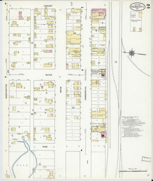 Sanborn Fire Insurance Map from Pierce City, Lawrence County, Missouri (1910), Sheet #0002 - Historic Sanborn Fire Insurance Map Print, vintage old map wall art, antique decor, genealogy gift, Missouri Missouri map