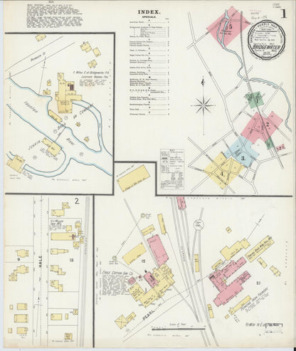 Sanborn Fire Insurance Map from Bridgewater, Plymouth County, Massachusetts (1896), Sheet #0001 - Historic Sanborn Fire Insurance Map Print, vintage old map wall art, antique decor, genealogy gift, Massachusetts Massachusetts map