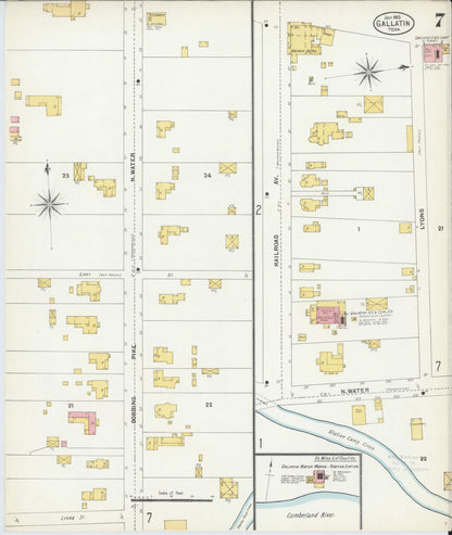 Sanborn Fire Insurance Map from Gallatin, Sumner County, Tennessee (1903), Sheet #0007 - Complete Map Set gallery image, historic Sanborn map, vintage wall art, Tennessee Tennessee