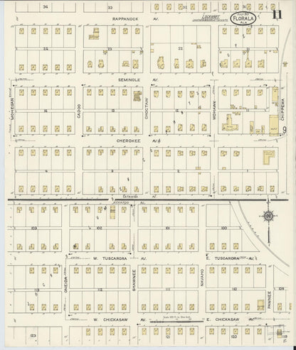 Sanborn Fire Insurance Map from Florala, Covington County, Alabama (1913), Sheet #0011 - Complete Map Set gallery image, historic Sanborn map, vintage wall art, Alabama Alabama