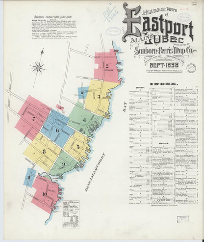 Sanborn Fire Insurance Map from Eastport, Washington County, Maine (1898), Sheet #0001 - Complete Map Set gallery image, historic Sanborn map, vintage wall art, Maine Maine