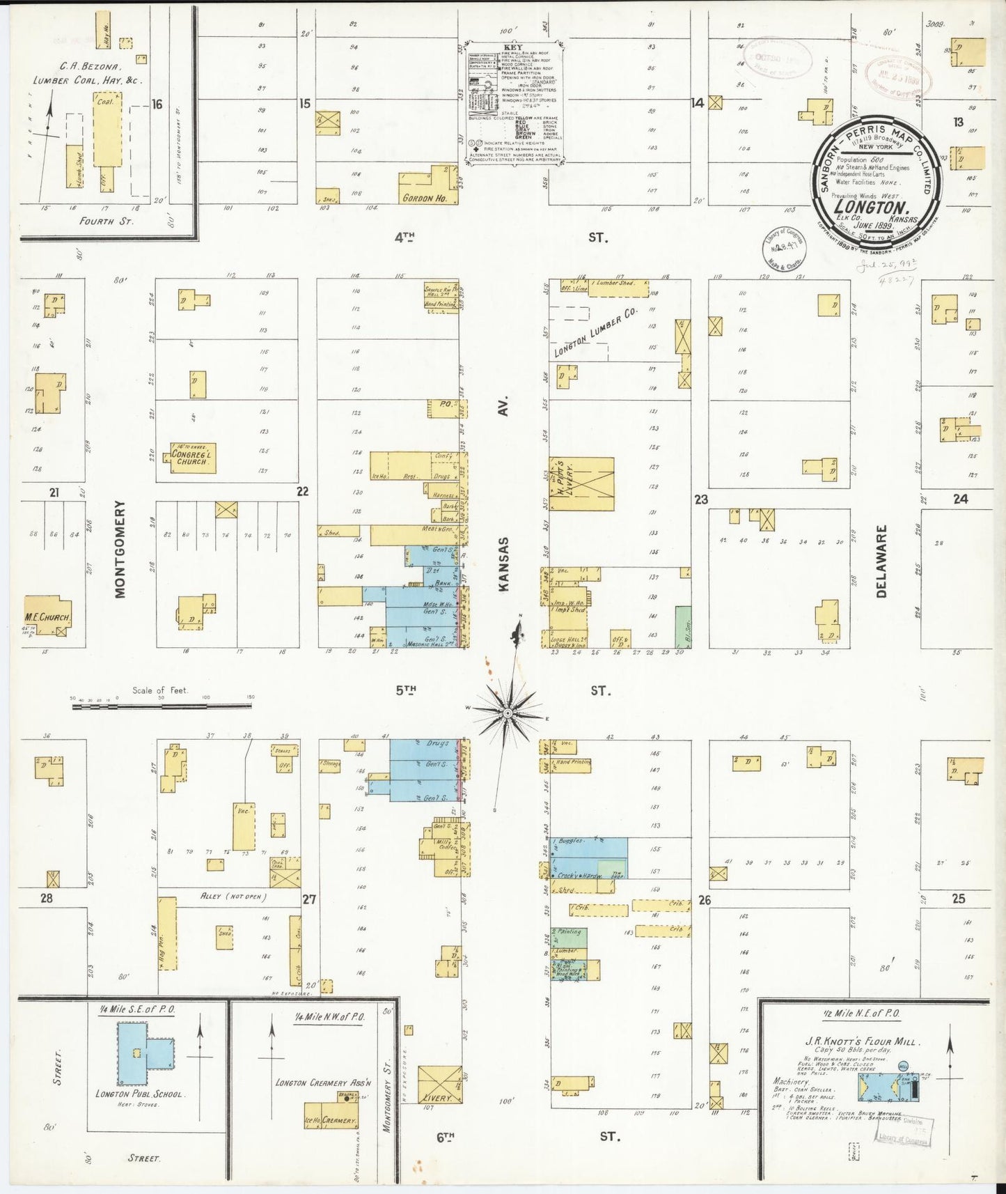 Sanborn Fire Insurance Map from Longton, Elk County, Kansas (1899), Sheet #0001 - Historic Sanborn Fire Insurance Map Print, vintage old map wall art, antique decor, genealogy gift, Kansas Kansas map