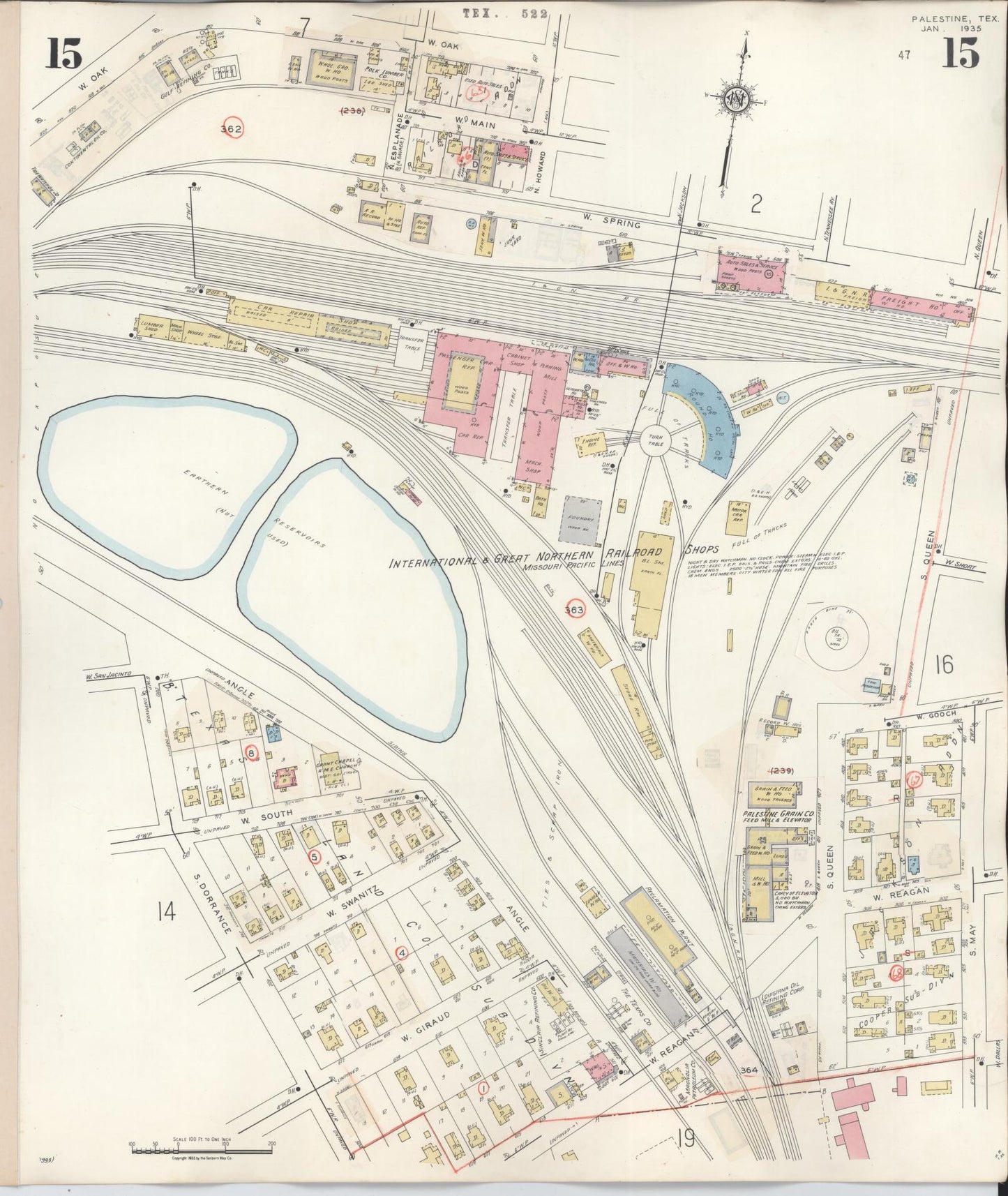 Sanborn Fire Insurance Map from Palestine, Anderson County, Texas (1949), Sheet #0015 - Historic Sanborn Fire Insurance Map Print, vintage old map wall art, antique decor, genealogy gift, Texas Texas map