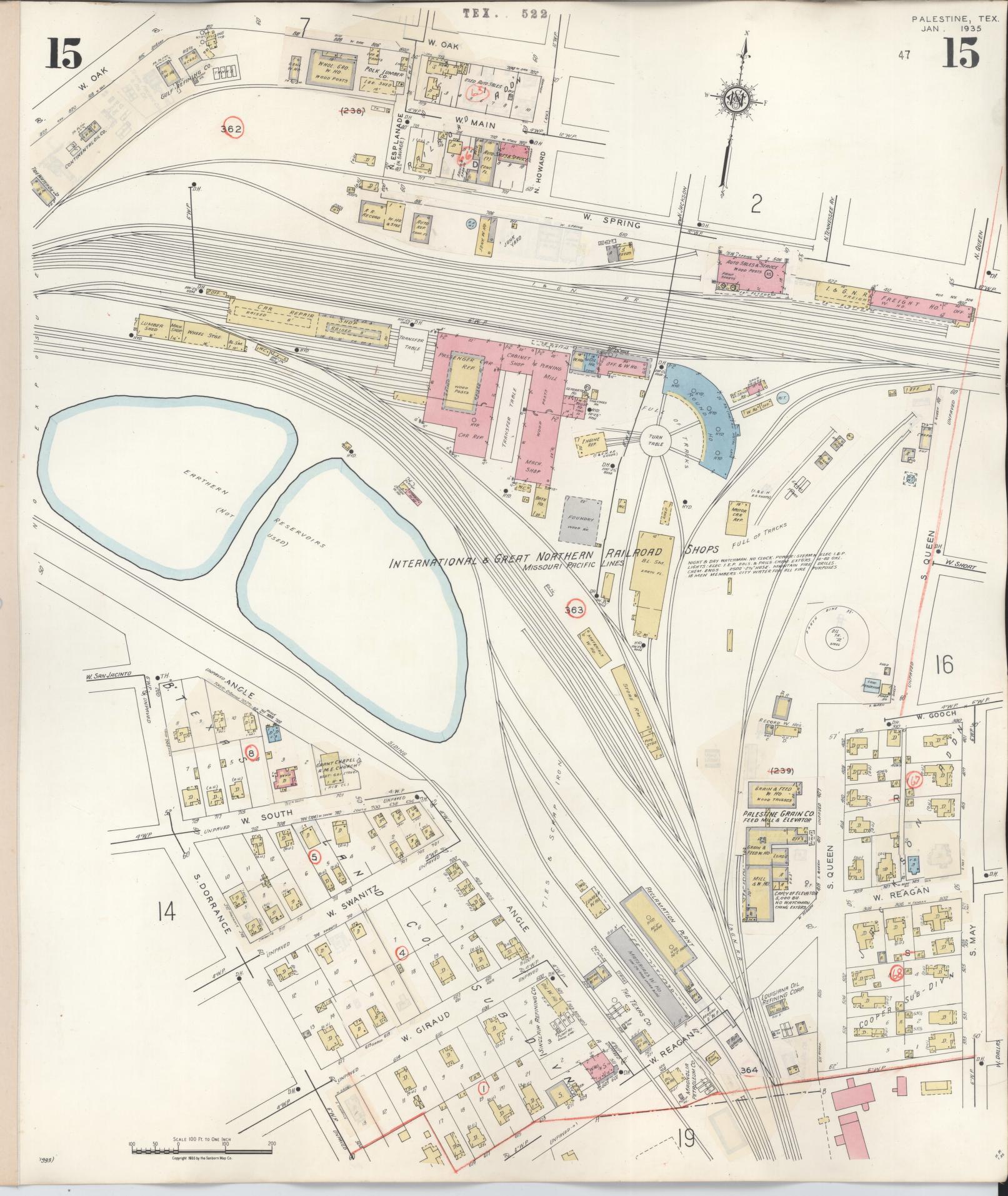 Sanborn Fire Insurance Map from Palestine, Anderson County, Texas (1949), Sheet #0015 - Historic Sanborn Fire Insurance Map Print, vintage old map wall art, antique decor, genealogy gift, Texas Texas map