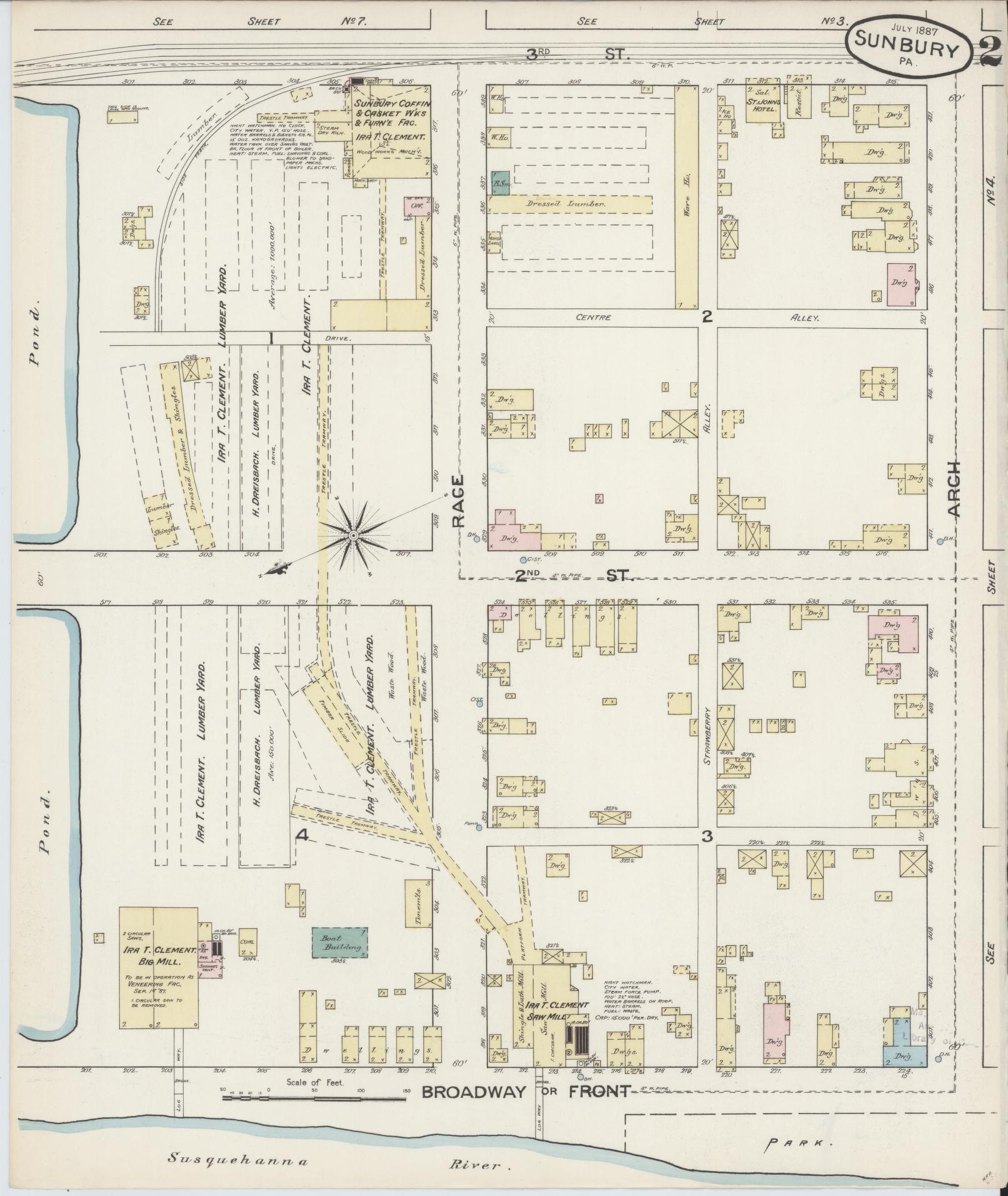 Sanborn Fire Insurance Map from Sunbury, Northumberland County, Pennsylvania (1887), Sheet #0002 - Complete Map Set gallery image, historic Sanborn map, vintage wall art, Pennsylvania Pennsylvania