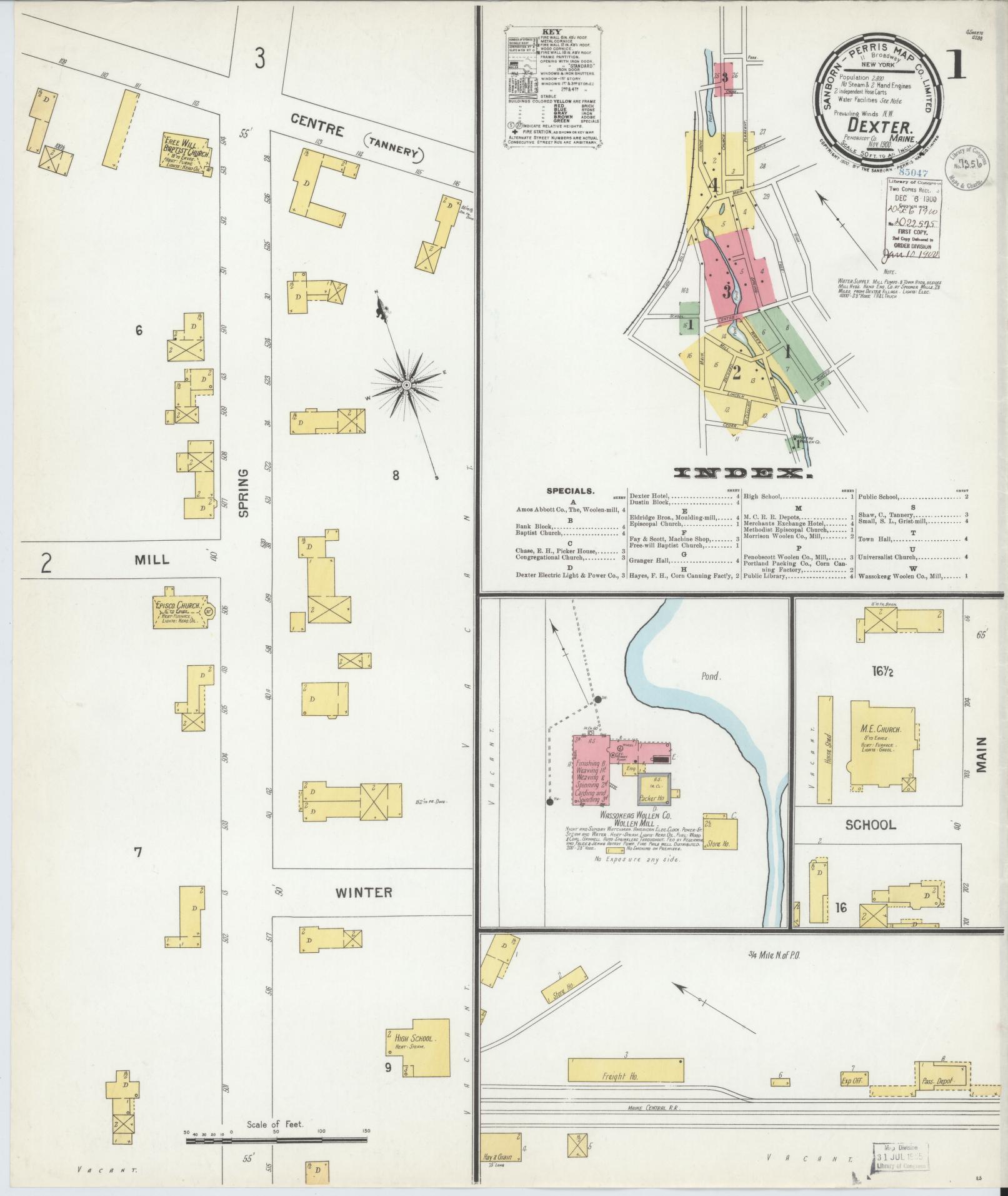 Sanborn Fire Insurance Map from Dexter, Penobscot County, Maine. (1900) – Historic Sanborn Fire Insurance Map Print