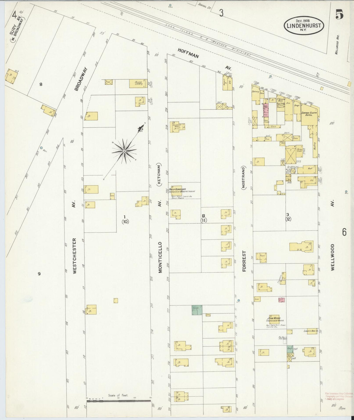 Sanborn Fire Insurance Map from Lindenhurst, Suffolk County, New York (1908), Sheet #0005 - Complete Map Set gallery image, historic Sanborn map, vintage wall art, New York New York