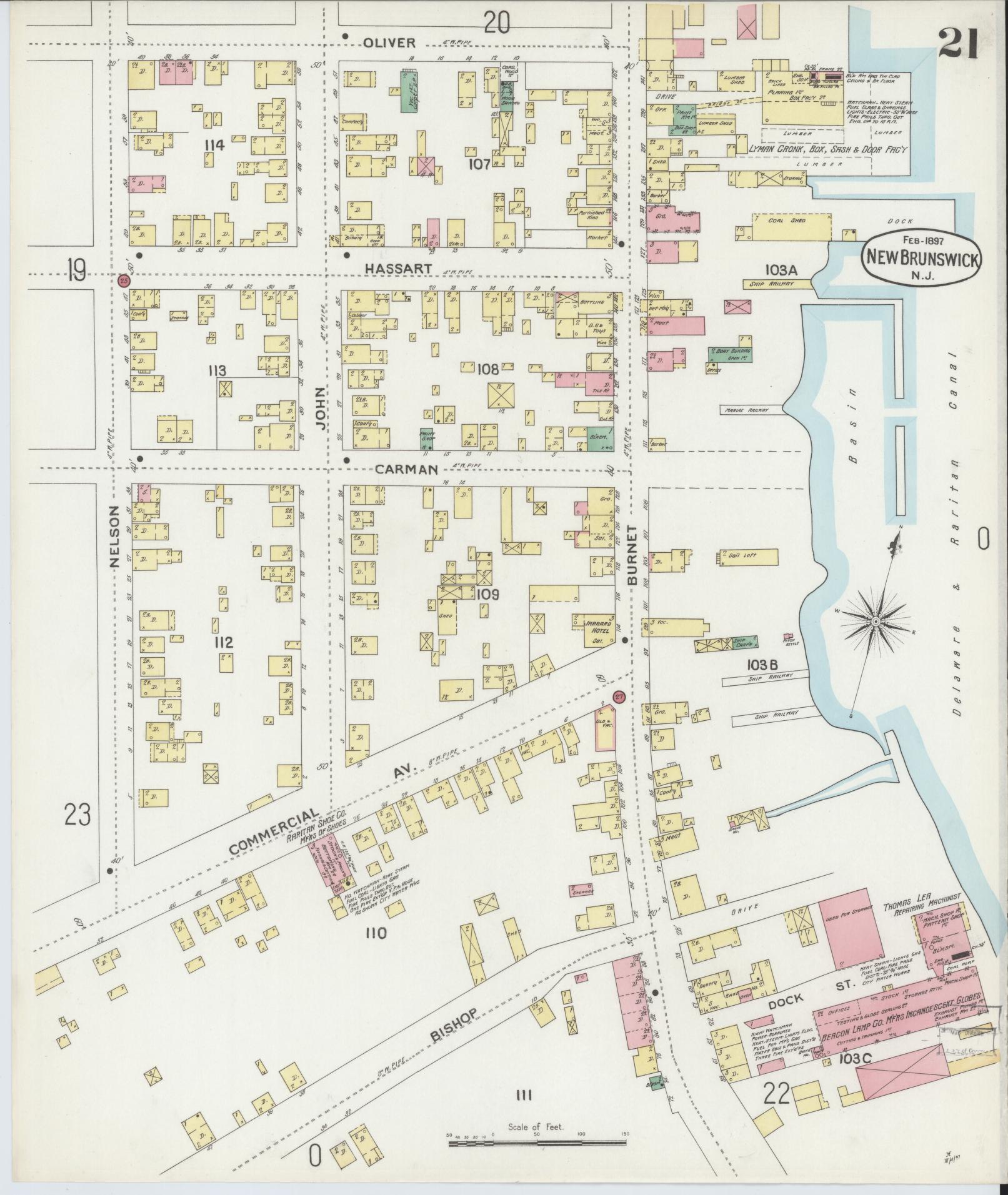Sanborn Fire Insurance Map from New Brunswick, Middlesex County, New Jersey (1897), Sheet #0021 - Complete Map Set gallery image, historic Sanborn map, vintage wall art, New Jersey New Jersey